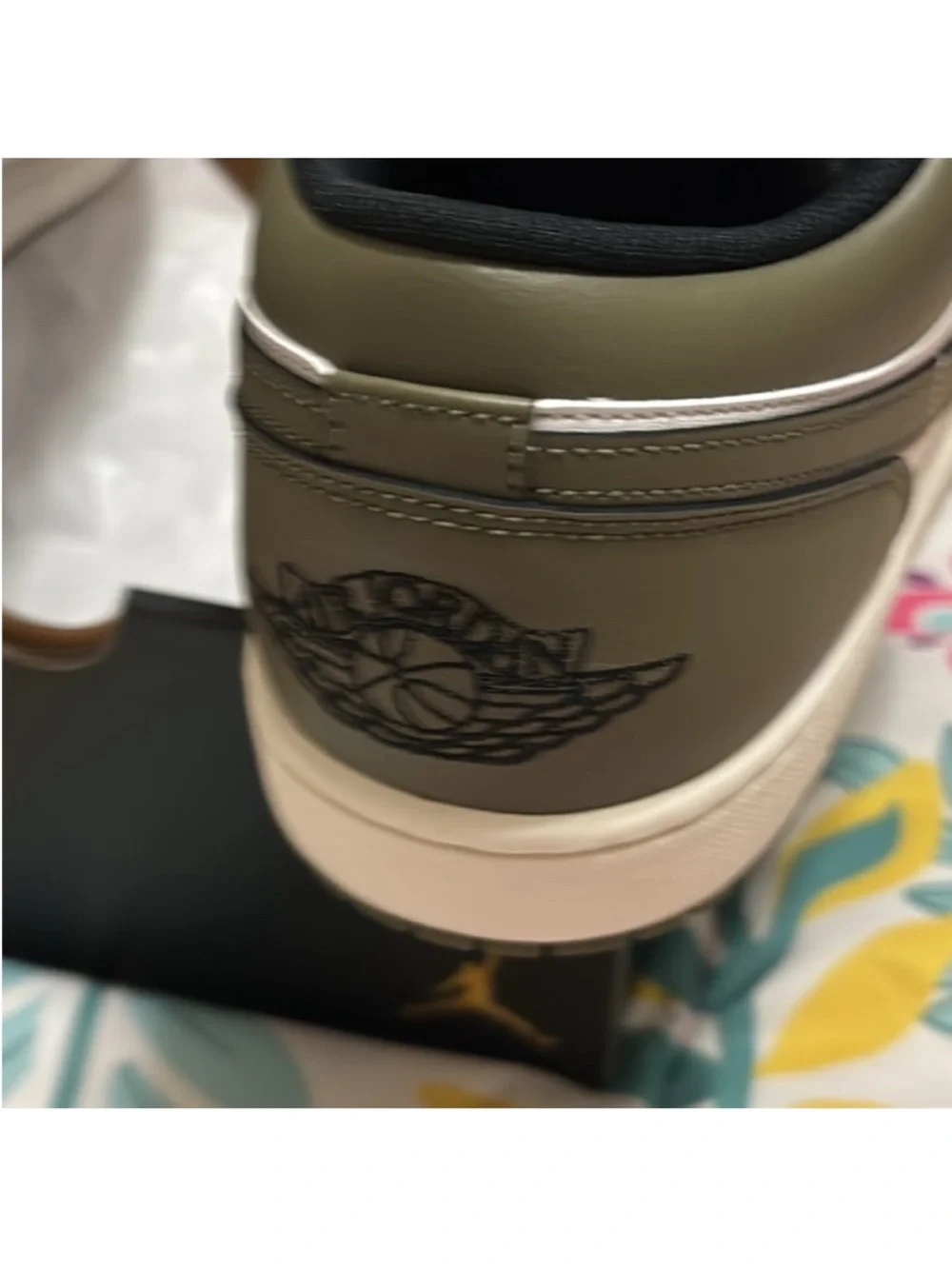 Men’s Air Jordan 1 Low Black, White, Olive Green